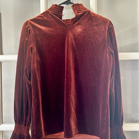 Roolee Penthouse of Your Heart Velvet Blouse - Maroon / XS - Picture 3 of 4